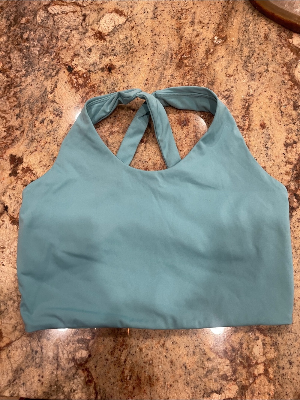 Light Aqua Crisscross Back Crop Sports-bra Top S:M